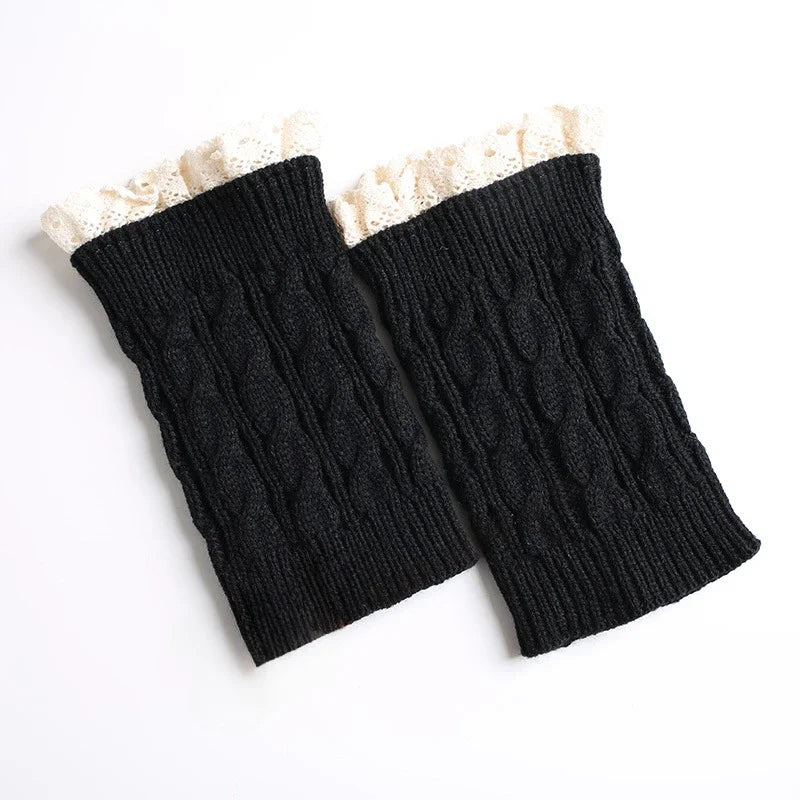Lace Socks Twist Knit Wool Leg Warmers