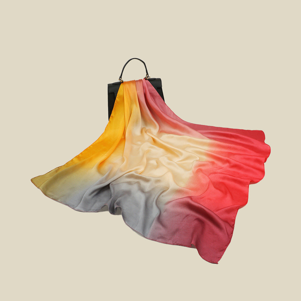 Gradient Color Artificial Silk Square Scarf 90cm Fashion All-match Scarf