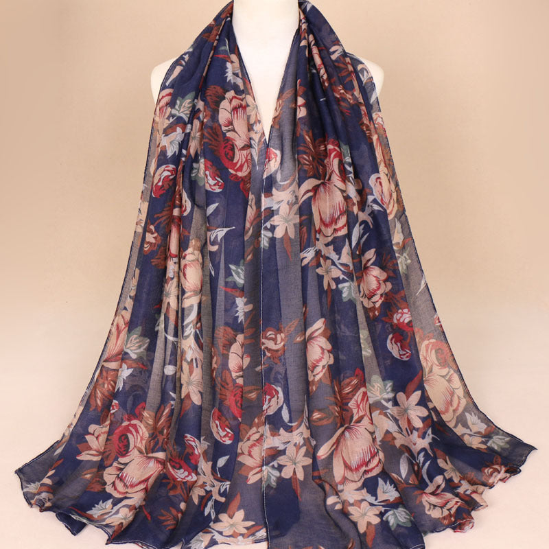 Cotton Yarn Bali Printed Scarf Thin Section Breathable And Multi-purpose