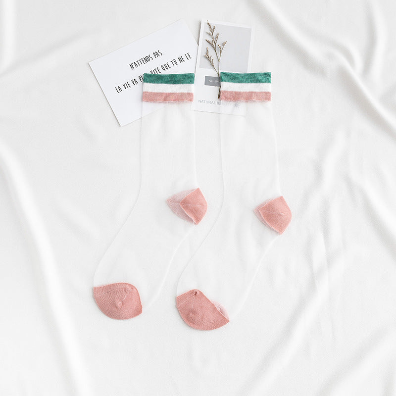 Women's Fashionable Breathable Cotton Bottom Tube Socks