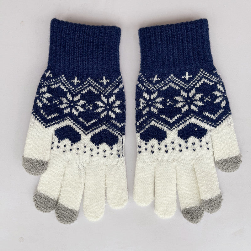 Knitted Christmas Snowflake Love Touch Screen Gloves