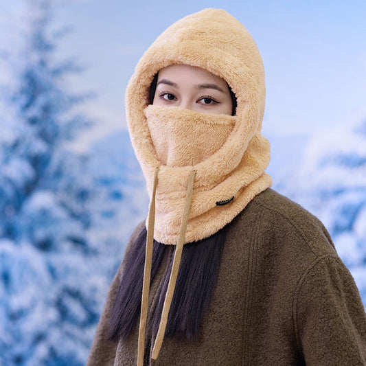 Windproof Warm Winter Sleeve Cap Female Riding Fleece-lined Bandana