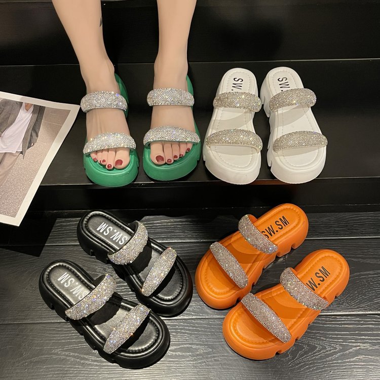 Rhinestone Slippers Women's Summer Outdoor All-matching Platform