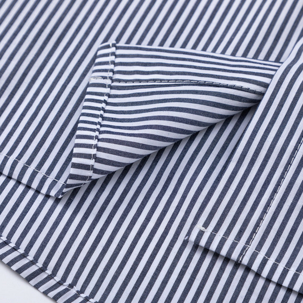 Spring And Autumn Vertical Striped Long-sleeved Shirt