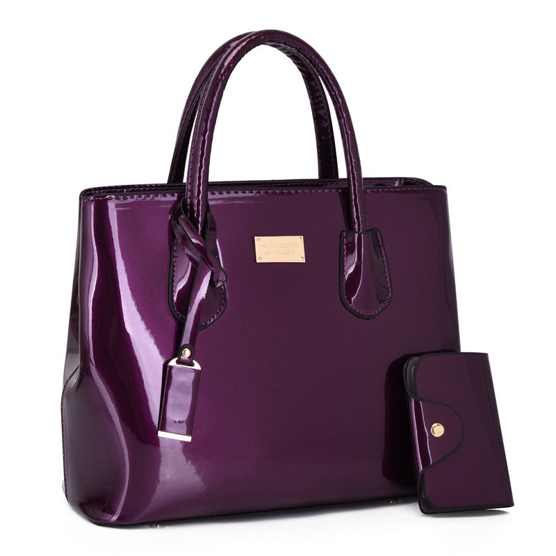 Glossy Handheld One Shoulder Crossbody Bag Ladies Two Piece Bags