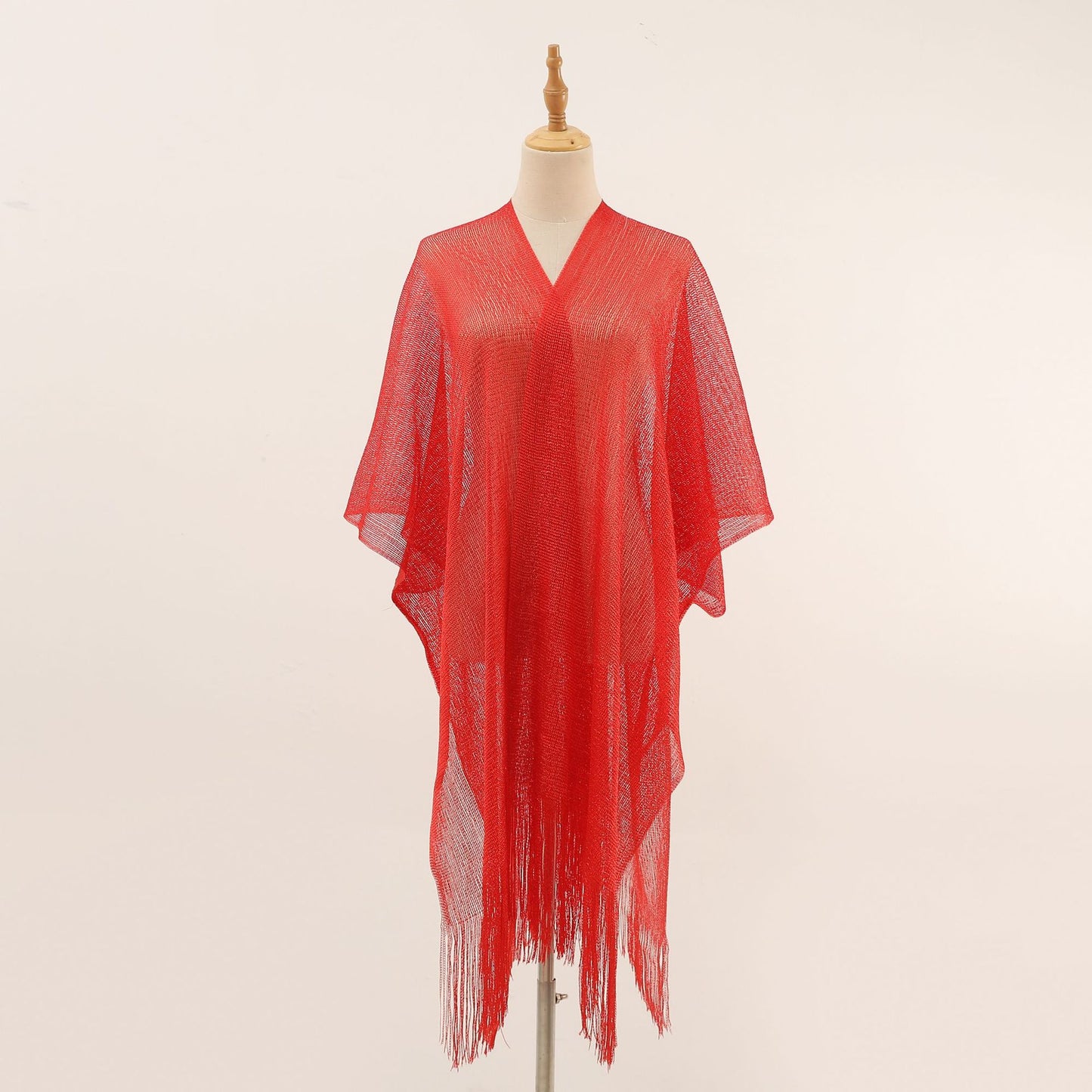 Flat Towel Shawl Gold And Silver Silk Slit Fashionable Beachwear Vacation Sun Protection Shirt