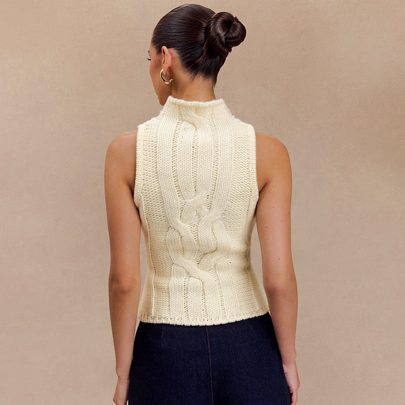 Texture Slim Fit Slimming Sleeveless Sweater Vest