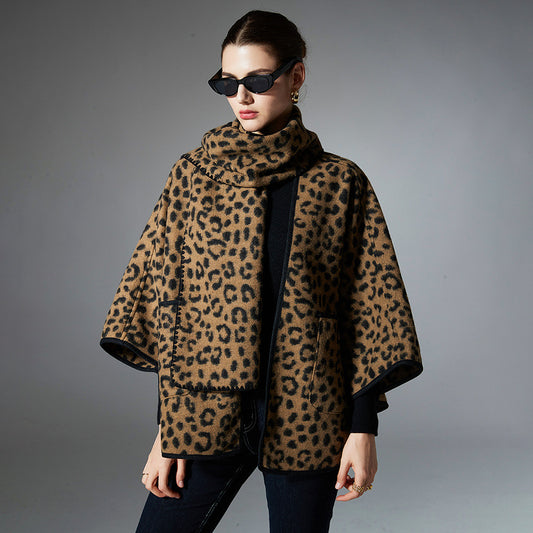 Tørklæde med leopardprint Dobbeltanvendelig sjal