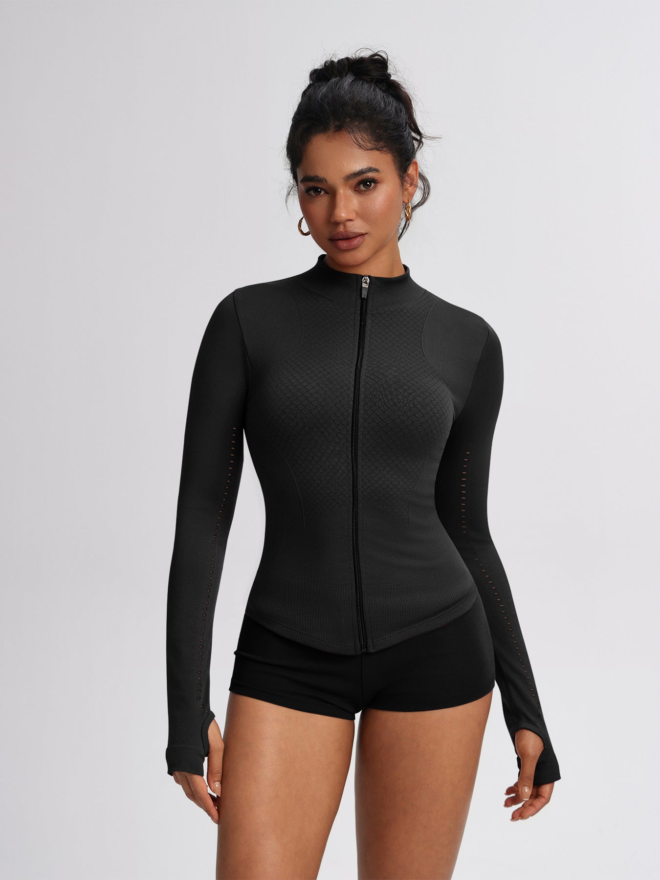 Figure-flattering Zip-up Sports Jacket