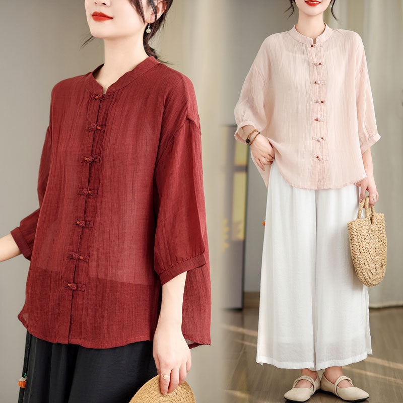 Real Shot Improved New Chinese Style Open Shirt