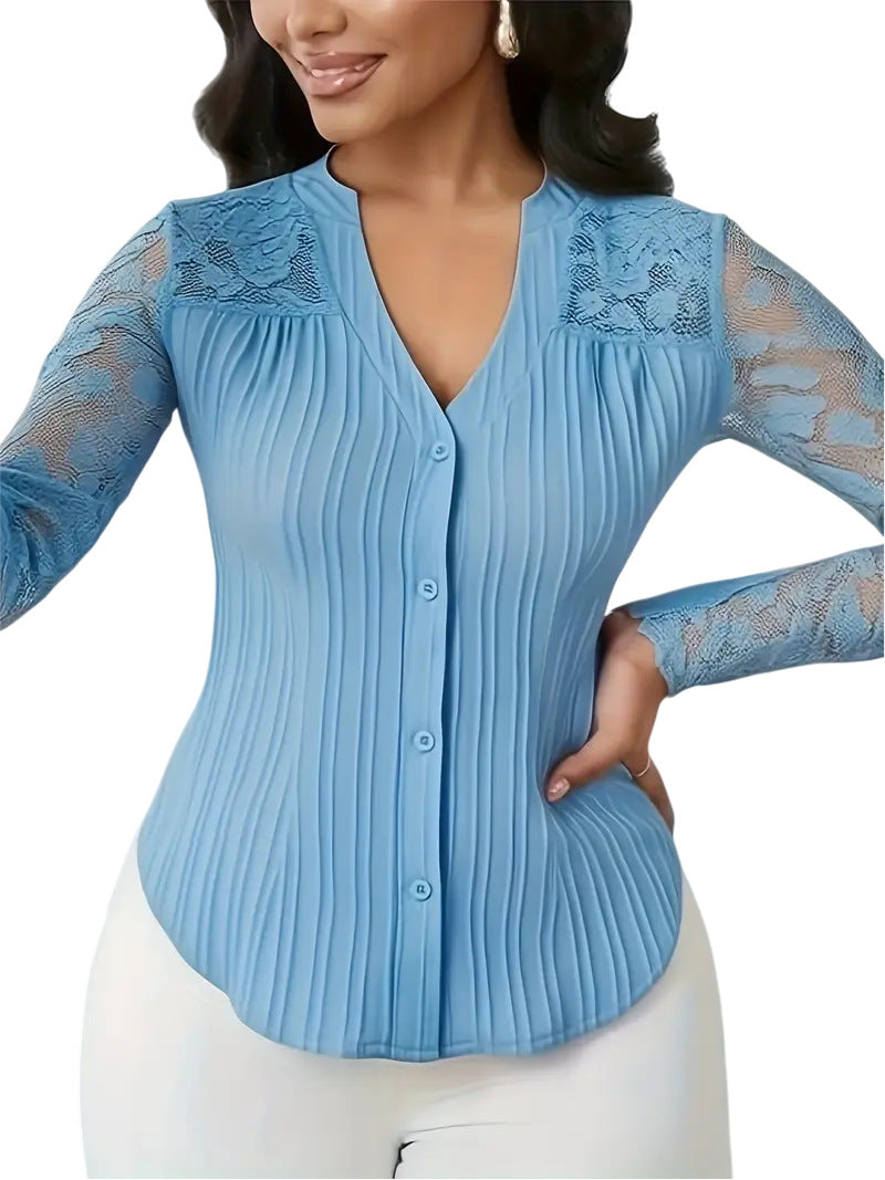 Gennembrudt langærmet V-hals cardigan