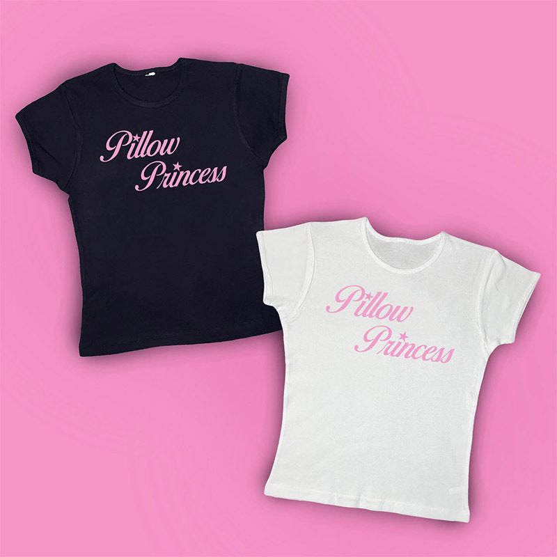 Punk Letter Print Cute Cropped Women's Short Sleeve