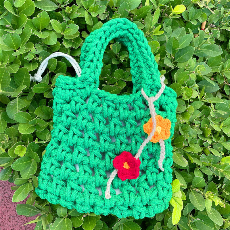 Thick Thread Cotton Rope Crocheted Hollow Handbag Women
