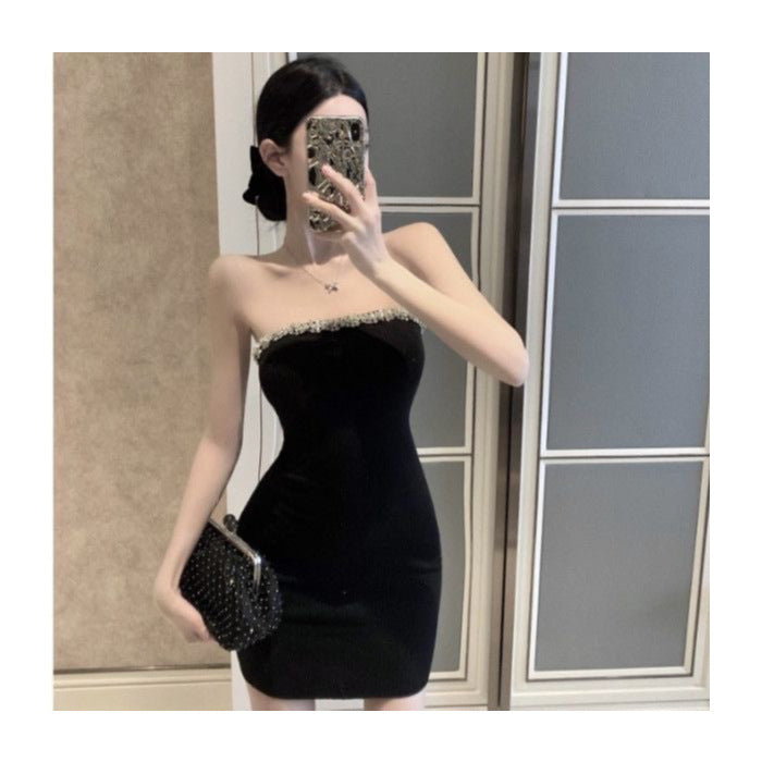Retro Chic Sheath Off-shoulder Little Black Dress For Women