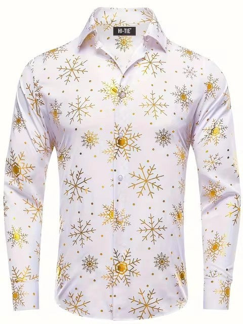 Men's Long-sleeve Shirt With A Snowflake Pattern