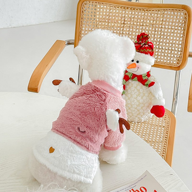Elk Christmas Dog Clothes Cute And Warm