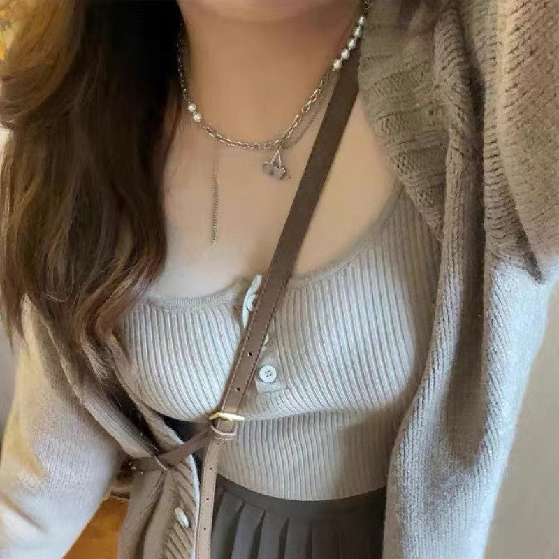 Plus Size Women's Set Lazy Style Retro Knit Sweater
