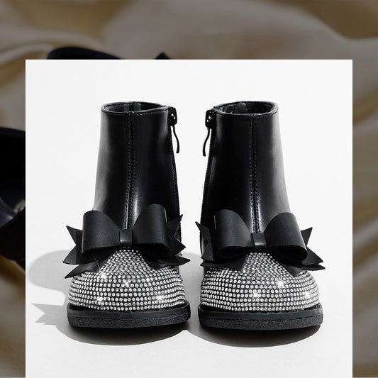 Girls New Zipper British Style Children's Boots