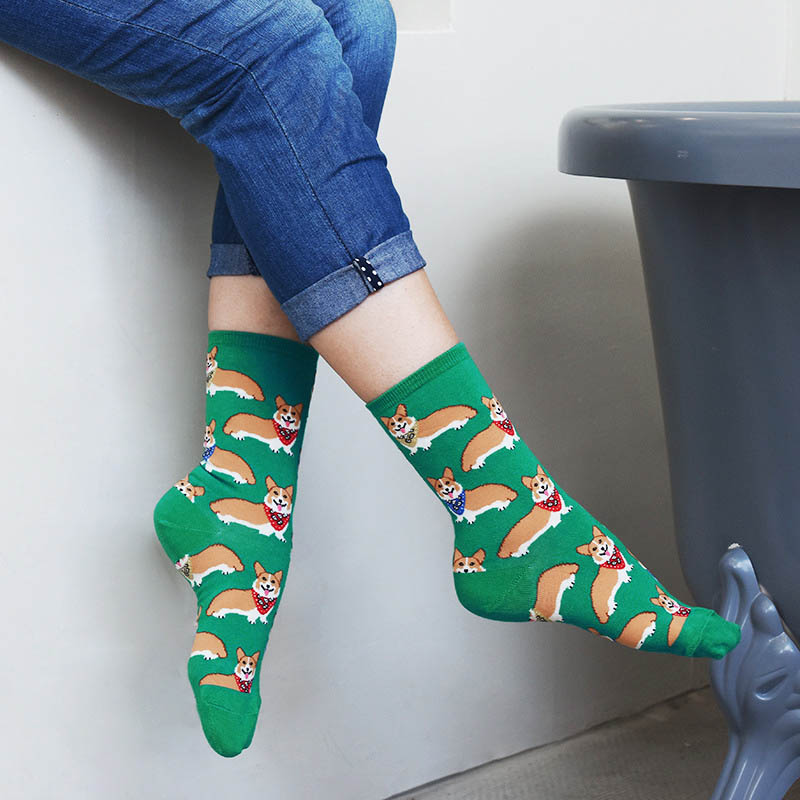 Colorful Women's Cotton Round Socks Funny Banana