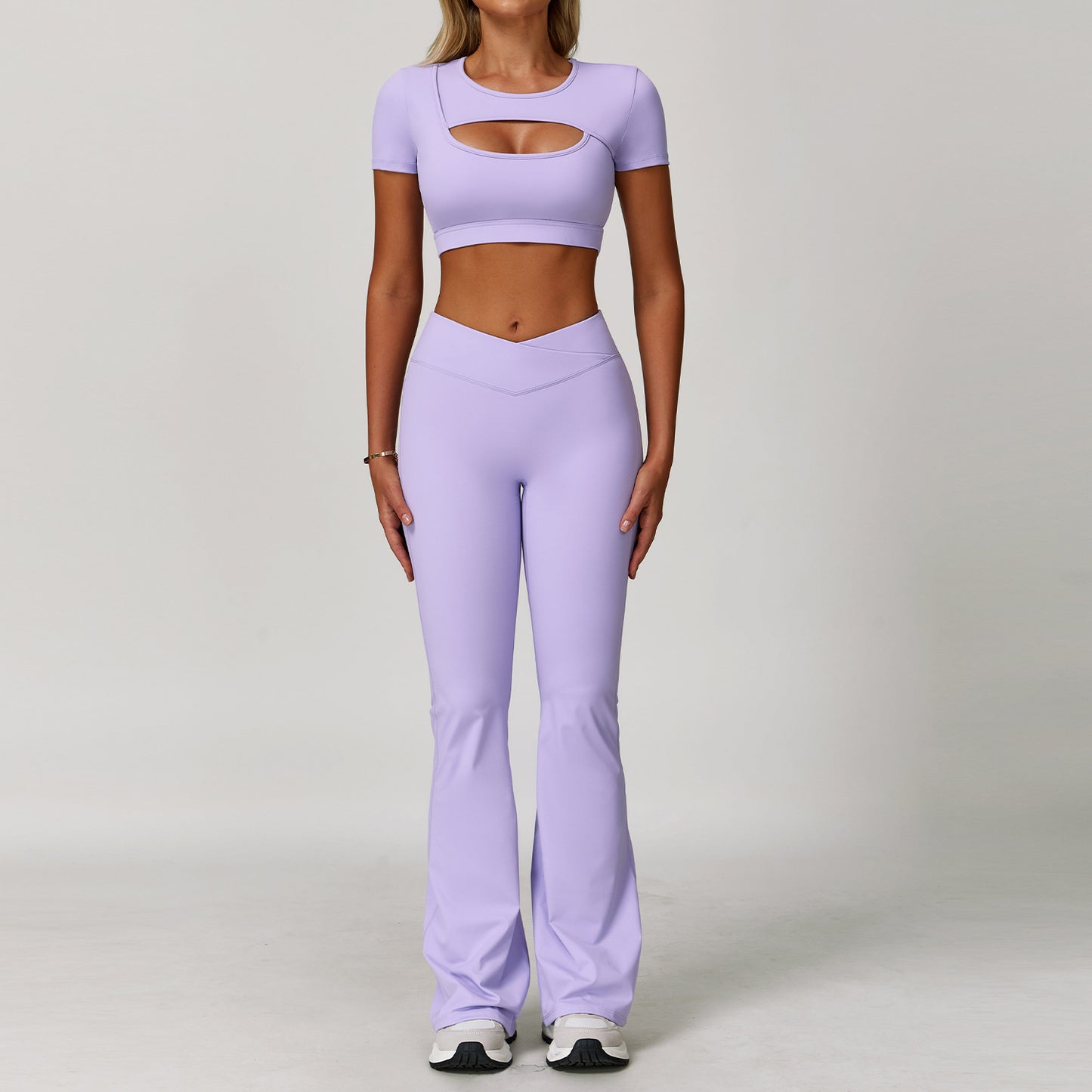 Yoga Short Sleeve Hollow-out Tight Sports T-shirt
