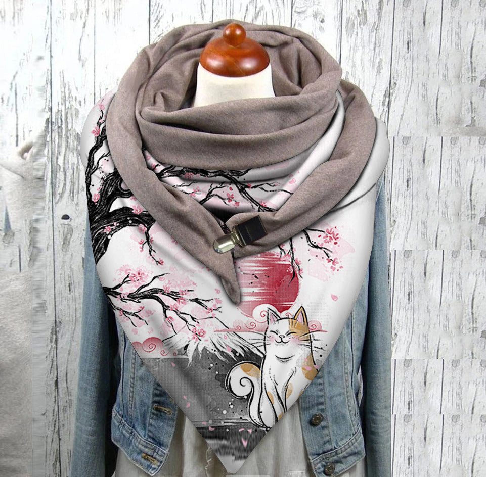 European And American Cross-border Explosive Cat Print Scarf