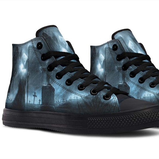 Men's And Women's Fashion Color Printing High-top Canvas Shoes