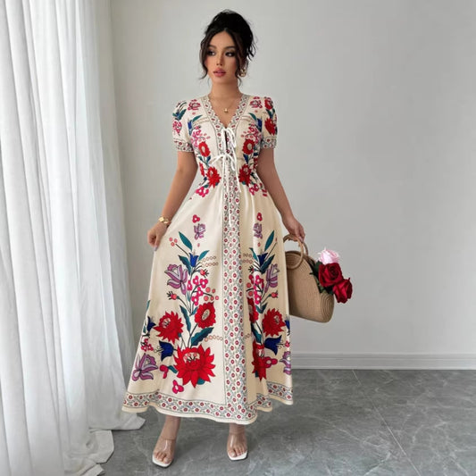 Positioned Print Dress Womens Summer Slimming Suit-Like