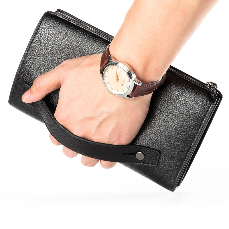 Men's Business Casual Large Capacity Lychee Pattern Wallet