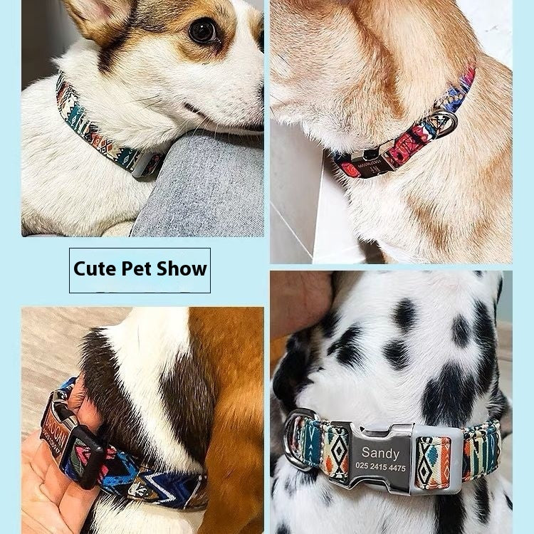 Dog Tag Anti-lost Adjustable Semi-metal Release Buckle Medium And Large