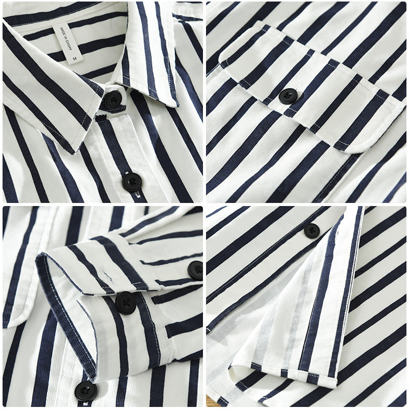 Young Men's Loose Re-work Striped Shirt