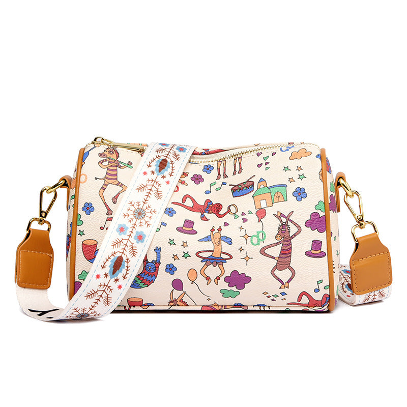 Fashion Print Ladies Crossbody Bag Soft Leather Large Capacity