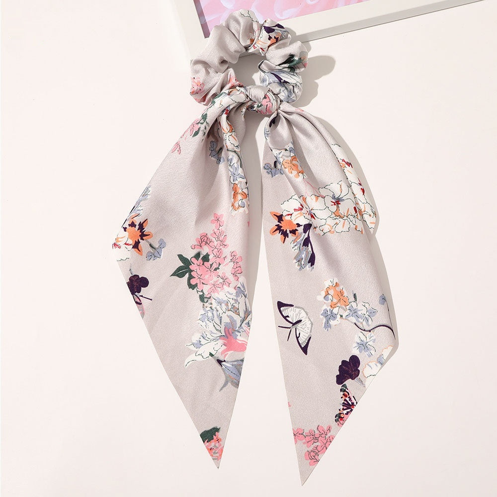 New Knotted Ribbon Satin Monochrome Silky Square Scarf Hair Tie Ladies Ponytail Hair