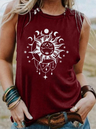 Black And White Pattern Print European And American Sleeveless Vest