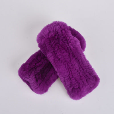 Rabbit Fur Half Finger Gloves Padded
