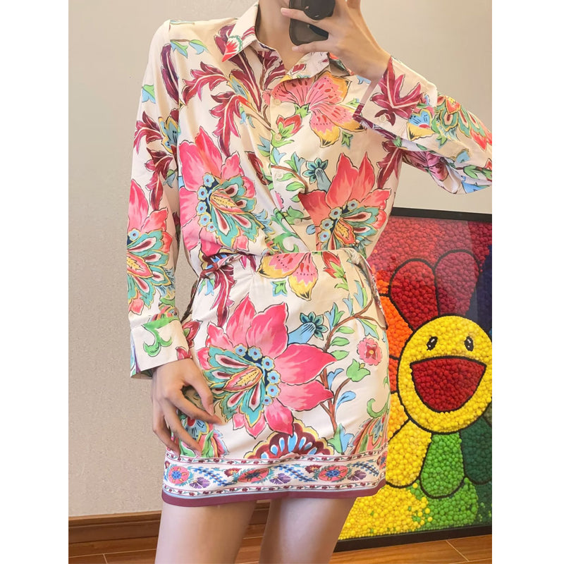 European And American Women's Clothing Fashion Printed Coat Shirt Skirt Pants Fashion Suit