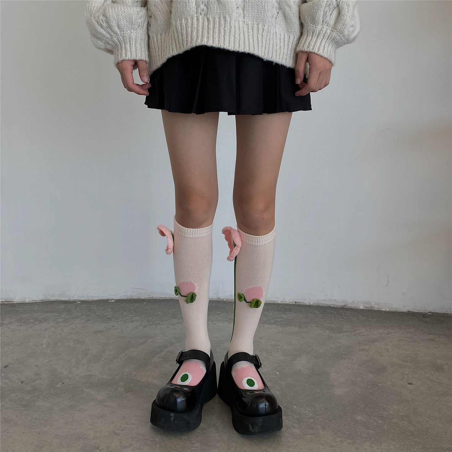 Tulip Hook Flower Long Socks Female Autumn And Winter