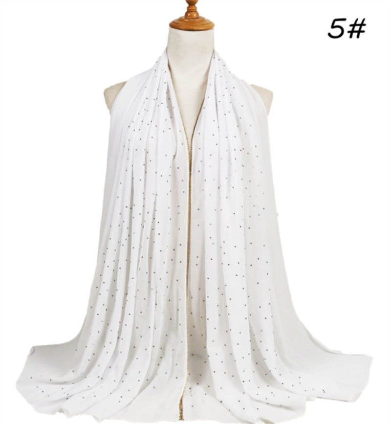 Summer Chiffon 70X180cm Pearl Beaded Scarf