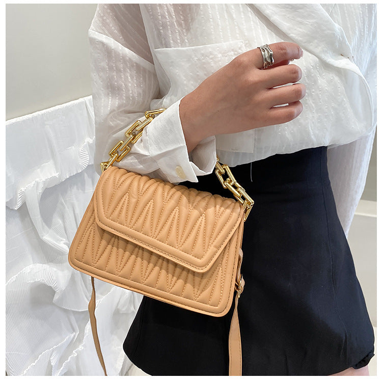 Hong Kong Style Retro Single Shoulder Bag Fashion Casual Messenger Texture Chain