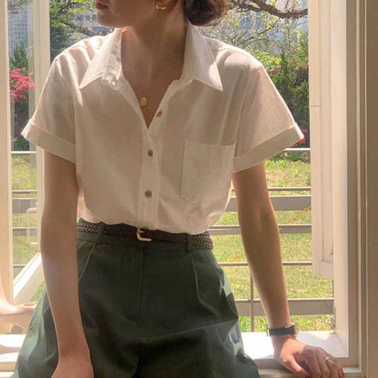 Versatile Candy-colored Single-breasted Shirt