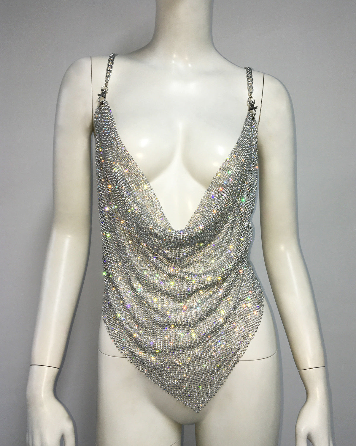 Metal Rhinestone Chain Sexy Suspenders Irregular Vest