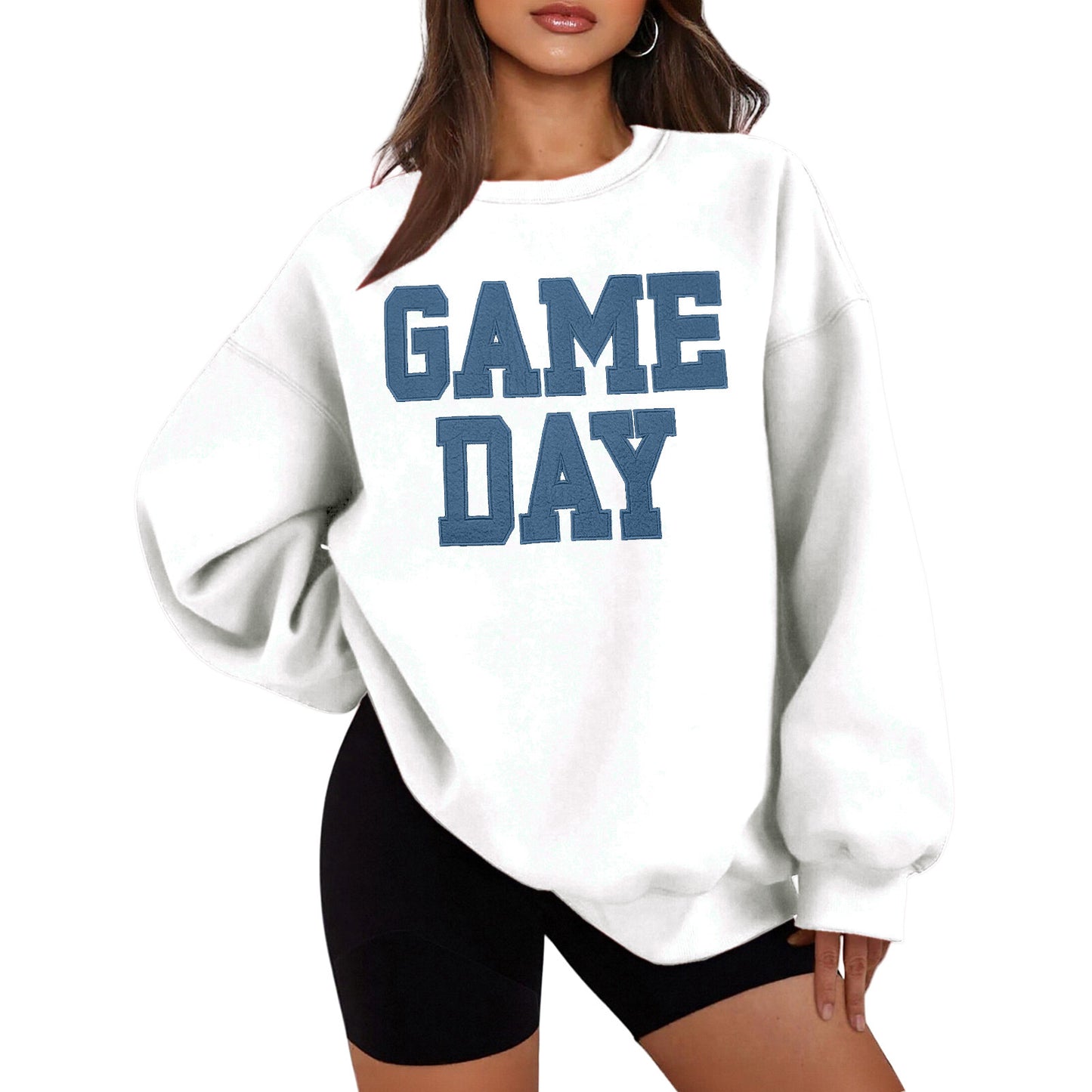 Afslappet løstsiddende sweatshirt med rund hals og bogstavprint