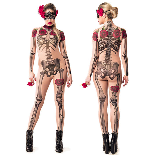 Horror Skull Rose Skeleton Women's Jumpsuit