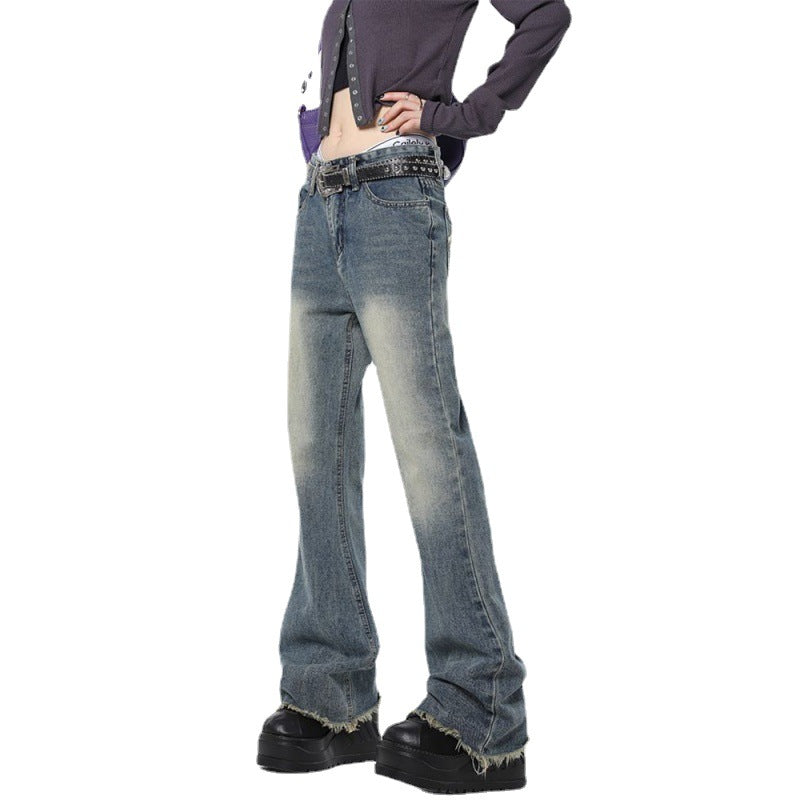 Women's Rough Edged Micro Flare Jeans