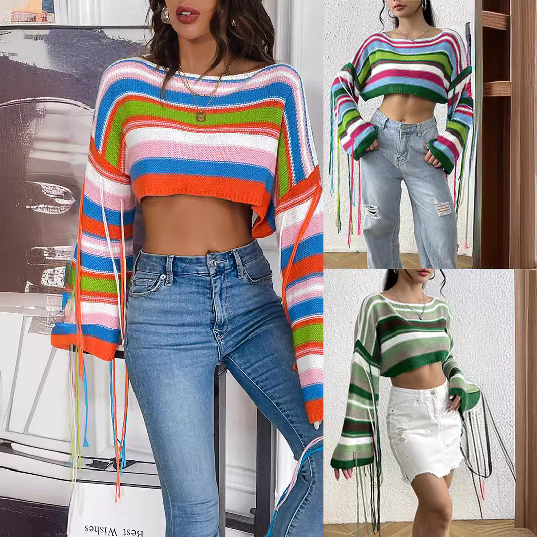 Ultra Short Midriff-baring Loose Sweater