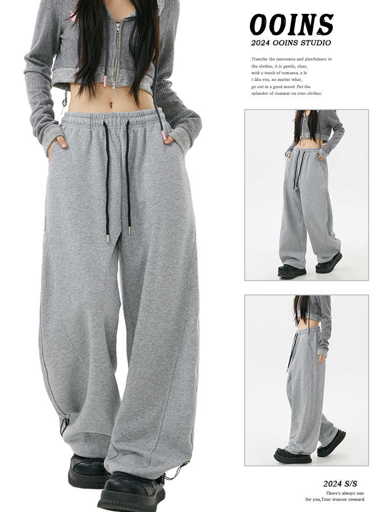 Sweatpants Female Gray Draping Sports Pants