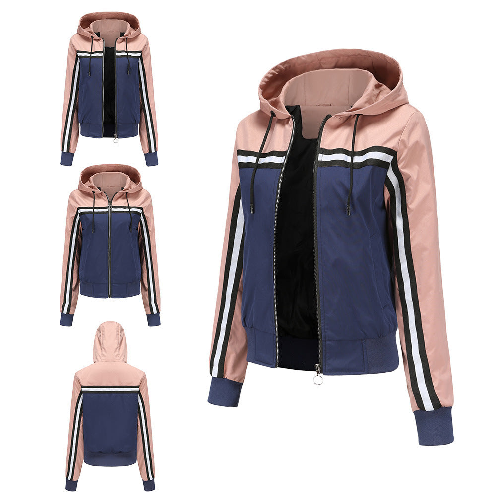 Color-blocked Thin Trench Coat For Women