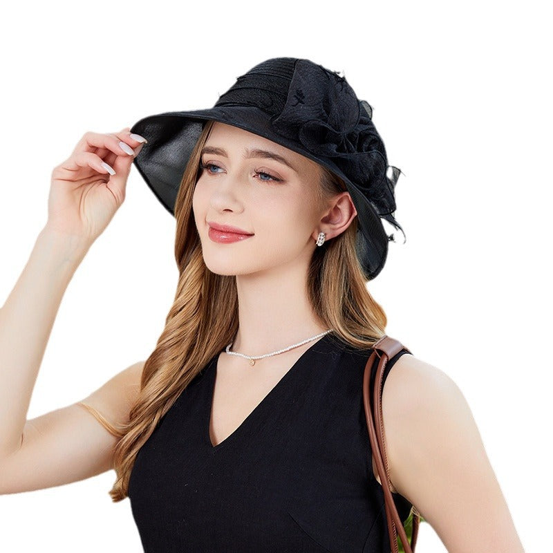 Sun Hat Female Organza Bucket Hat Sun Shade UV Protection