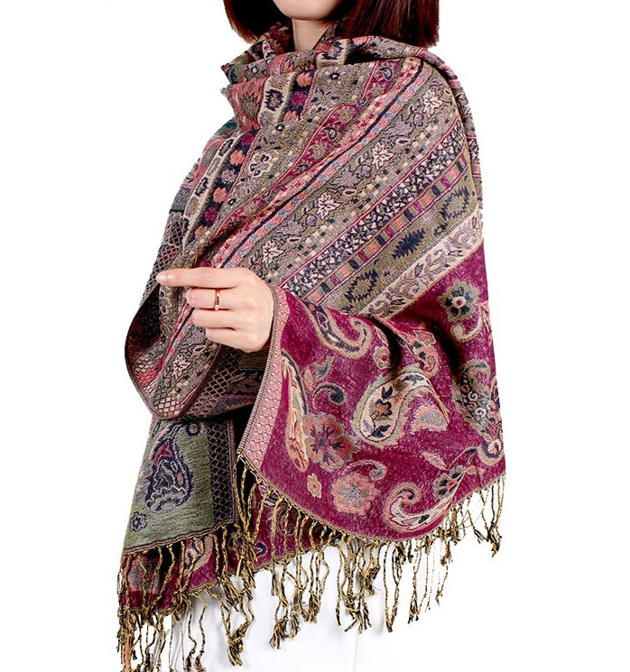 Nyt Cashew Jacquard Aircondition Solbeskyttelse Rejsesjal til Kvinder