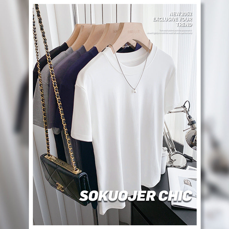 Modal T-shirt med korte ærmer til kvinder - Høj elastisk slim-fit rundhalset top