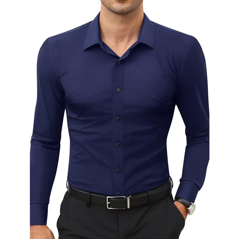 Stretch White Button-Down Mens Plus-Size Shirt